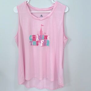 Walt Disney World Disneyland "Chasing the Fun" Women's Tank Top, Pink Size XL